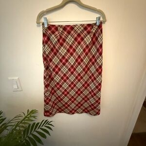 Vintage Plaid Red and Cream Women's Skirt vintage 8
